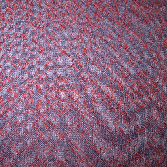 LuLaRoe Nicole L Indigo Red Quarter Puff Sleeve Fit and Flare A-Line Dress - Picture 7 of 13